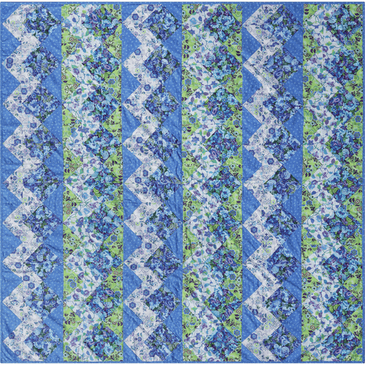 Zig Zag Blue No Cutting Quilt Kit